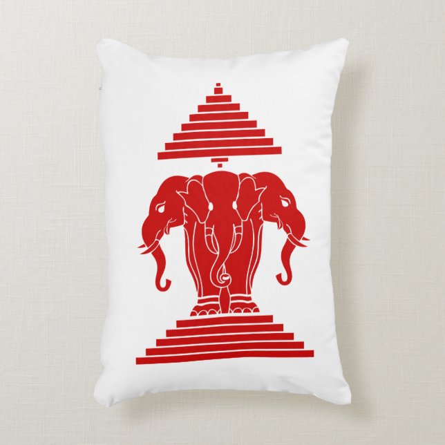 Weg drie kopende olifant Lao/Laos vlag Decoratief Kussen (Voorkant(Verticaal))