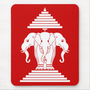 Weg drie kopende olifant Lao/Laos vlag Muismat