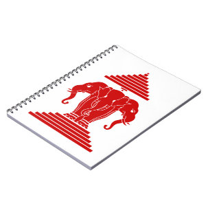 Weg drie kopende olifant Lao/Laos vlag Notitieboek
