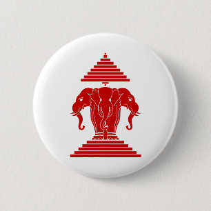 Weg drie kopende olifant Lao/Laos vlag Ronde Button 5,7 Cm