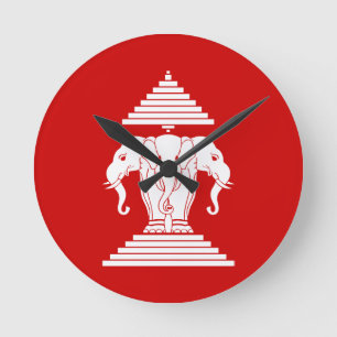 Weg drie kopende olifant Lao/Laos vlag Ronde Klok