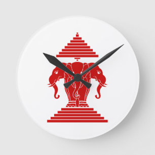 Weg drie kopende olifant Lao/Laos vlag Ronde Klok