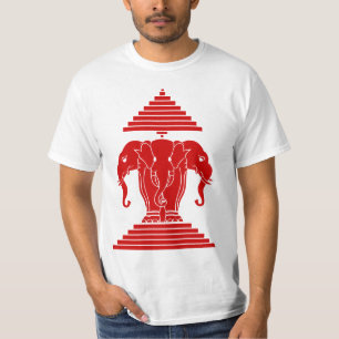 Weg drie kopende olifant Lao/Laos vlag T-shirt