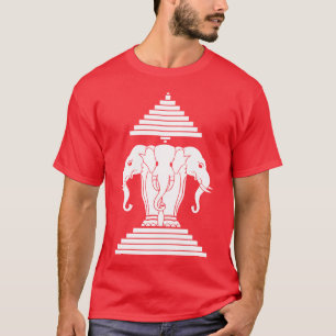 Weg drie kopende olifant Lao/Laos vlag T-shirt
