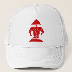 Weg drie kopende olifant Lao/Laos vlag Trucker Pet