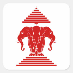 Weg drie kopende olifant Lao/Laos vlag Vierkante Sticker