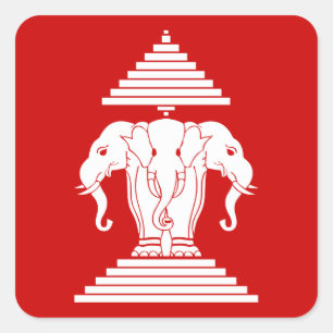 Weg drie kopende olifant Lao/Laos vlag Vierkante Sticker