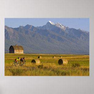 Weg fietsers rennen naar de achterkant van het lan poster
