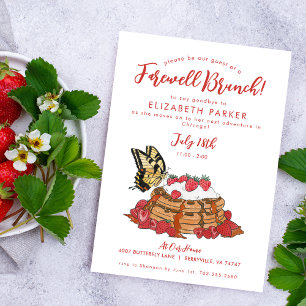 Weg gaan Afscheid Brunch Aardbeienwafels Kaart