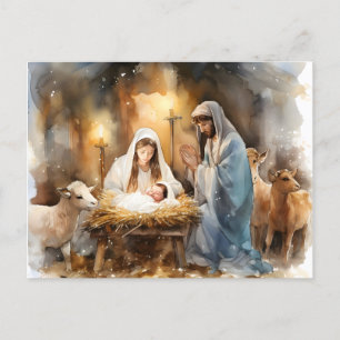 Weg in een kribbe Kerstmis Feestdagenkaart