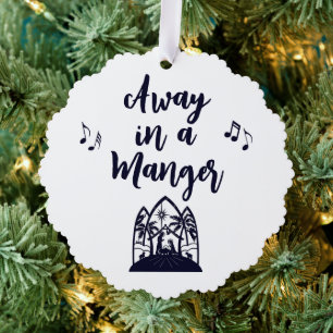 Weg in een Manger Kerst Minimalistische Typografie Ornament Kaart