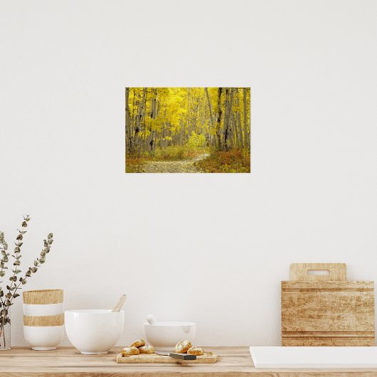 Weg met herfstkleuren en asbest in Kebler 2 Poster (Keuken)