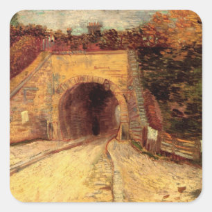 Weg met Underpass Viaduct door Vincent van Gogh Vierkante Sticker