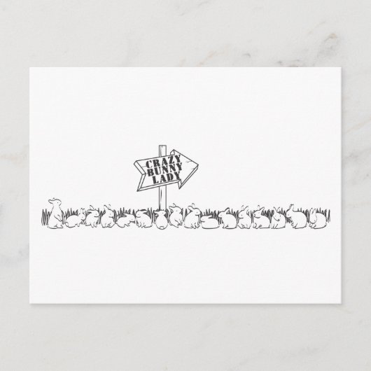 WEG NAAR DE CRAZY BUNNY LADY BRIEFKAART (Voorkant)