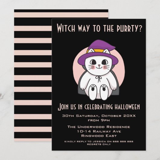 WEG NAAR DE PARTIJ HALLOWEEN PARTIJ KAART (Voorkant / Achterkant)