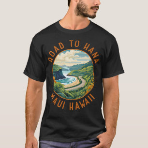 Weg naar Hana Maui Hawaï Retro Versleten Cirkel T-shirt