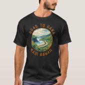 Weg naar Hana Maui Hawaii Retro Distress Circle T-shirt (Voorkant)