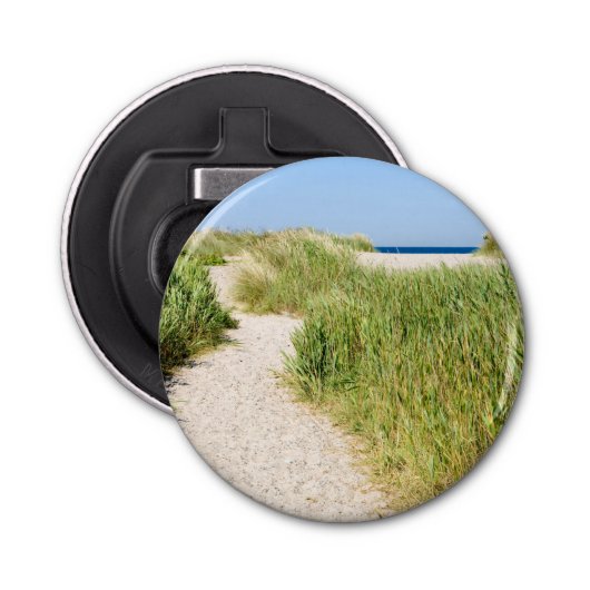 Weg naar het strand button flesopener (Voorkant)