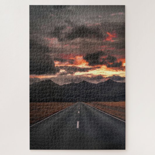 Weg naar Mountain Sunset Legpuzzel (Verticaal)