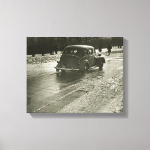 Wegauto Canvas Afdruk