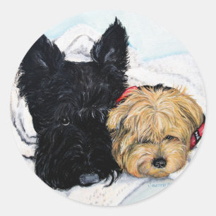 Wegen! Scottie en Yorkie Buddies Ronde Sticker