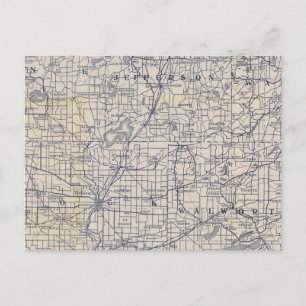 Wegenkaart 7 van de Fiets van Wisconsin Briefkaart
