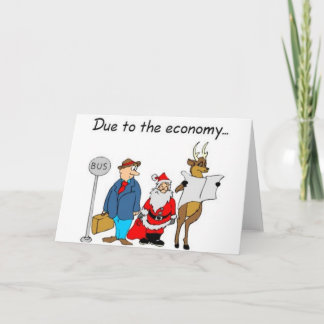 wegens Economie neemt de Kerstman de Bus Feestdagen Kaart