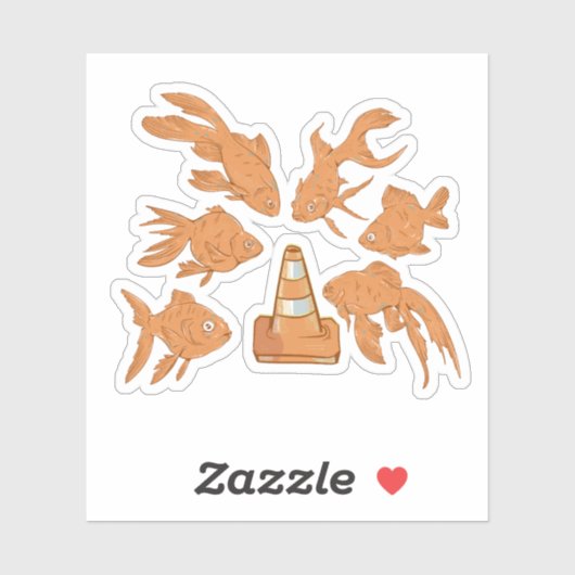 Wegkegels en oranje goudvissen sticker (Vel)