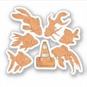 Wegkegels en oranje goudvissen sticker (Voorkant)