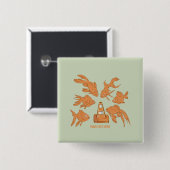 Wegkegels en oranje goudvissen vierkante button 5,1 cm (Voorkant /achterkant)