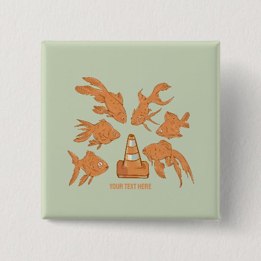 Wegkegels en oranje goudvissen vierkante button 5,1 cm (Voorkant)