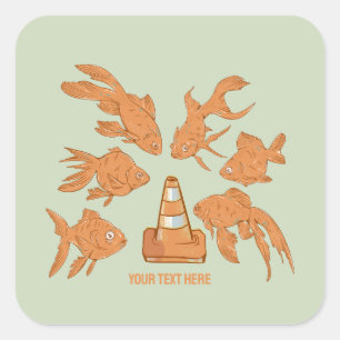 Wegkegels en oranje goudvissen vierkante sticker