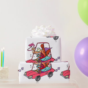 Wegrazernij Vrouw Autorijden Grappig Boze Bestuurd Cadeaupapier