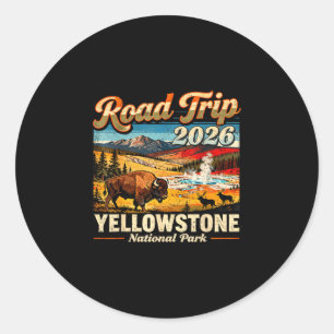 Wegreis 2026 yellowstone nationaal park buffel ronde sticker