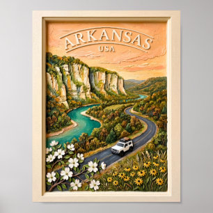 Wegreis door Arkansas Vintage Ozark-rivierlandscha Poster