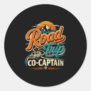 Wegreis mede kapitein vintage familie reizen campe ronde sticker