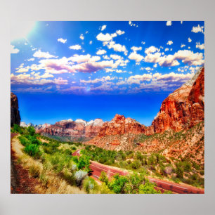 Wegvervoer door het Nationaal Park Zion Poster