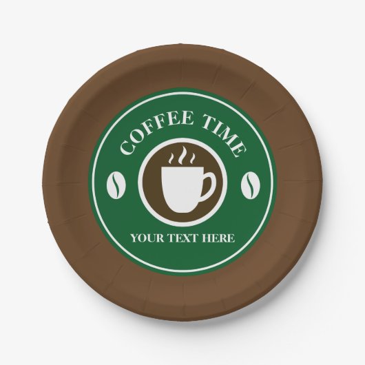 Wegwerp borden met aangepaste koffiebeker ontwerp papieren bordje (Voorkant)