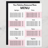 Wegwerpmenu restaurant voor Covid-19 roze (Voorkant / Achterkant)