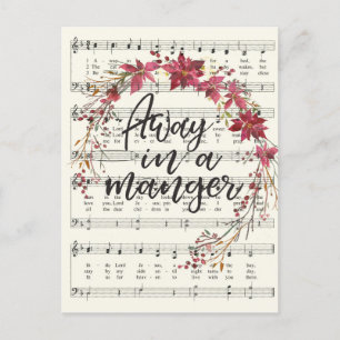 Wegwezen in een Manger Kerstmis Wreath Hymn Feestdagenkaart