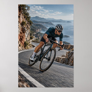 Wegwielrenner Bergafwaartse Afdaling Sport Muur Poster