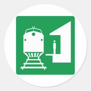 Wegwijzer treinstation ronde sticker