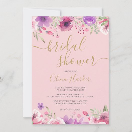 Weide Bloemen Bruilofts Bruidsshower Kaart (Voorkant)