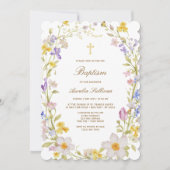 Weide Bloemen Frame Doop Uitnodiging (Voorkant)