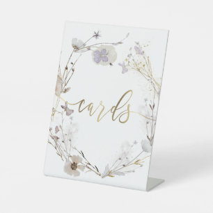 weide bloemen krans kaarten script teken reclamebord met voetstuk