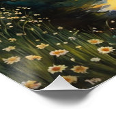 weide gevuld met witte bloemetjes Glanzend Poster Perfect Poster (Hoek)