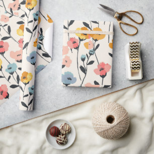 weide met wilde bloemen,waterverf boho wilde bloem cadeaupapier