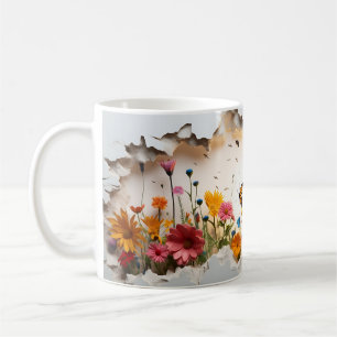 Weide Ochtendmok: 3D Wilde Bloem Editie Koffiemok