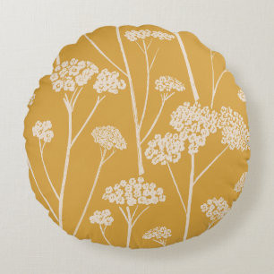 Weide Stilte Oker Goud Blush Beige Rond Kussen