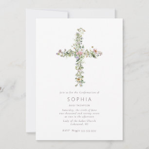 Weide wilde bloem kruis Bevestigingsviering Kaart